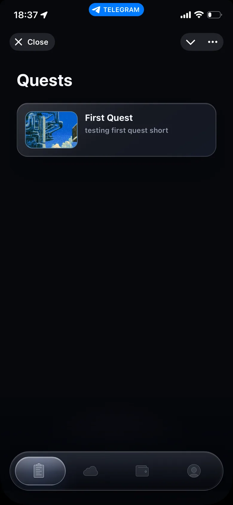 Bodi quests screen inside Telegram